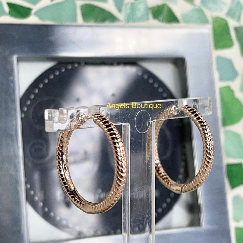 Pandora Rose Gold Moments Charm Hoop Earrings